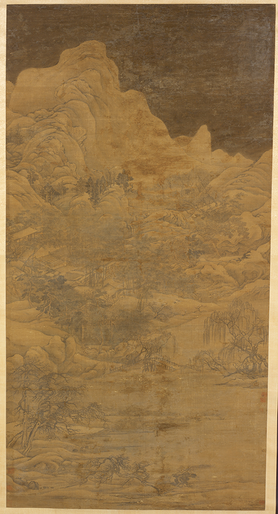 传为王维的冬景山水图，层峦与留白相互映衬